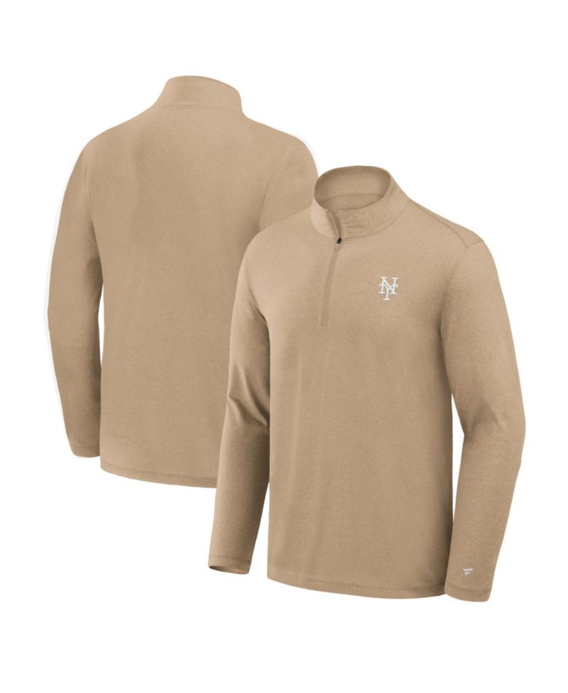 Men's Khaki New York Mets Clutch Quarter-Zip Pullover Sweatshirt