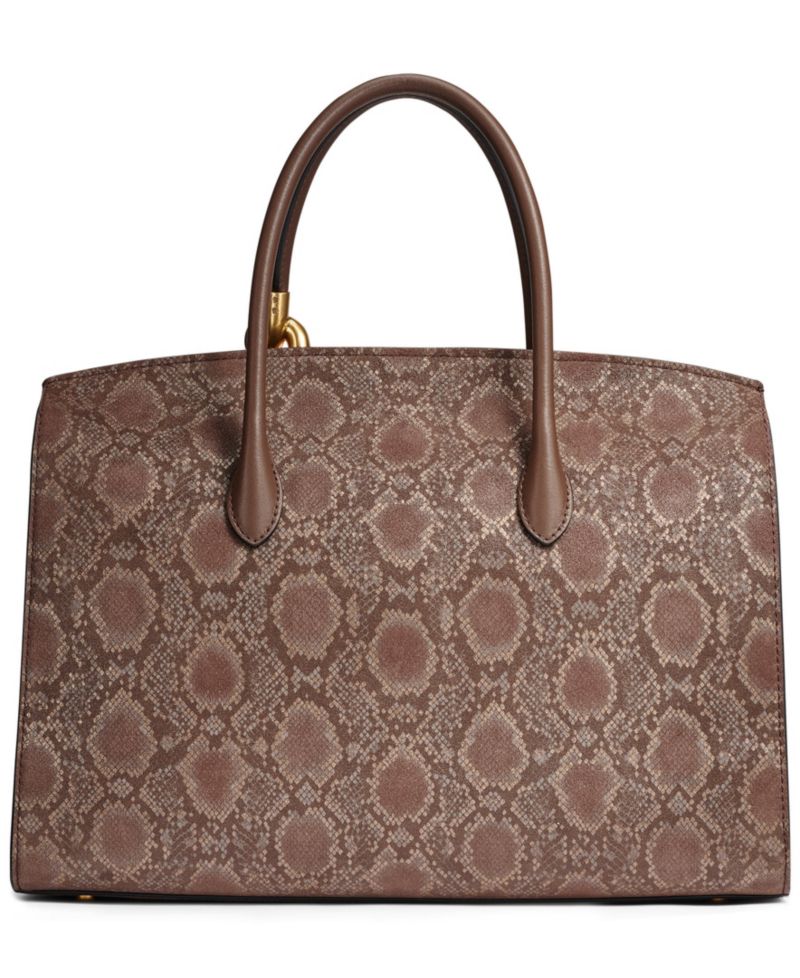 Loden Snake Embossed Suede Satchel