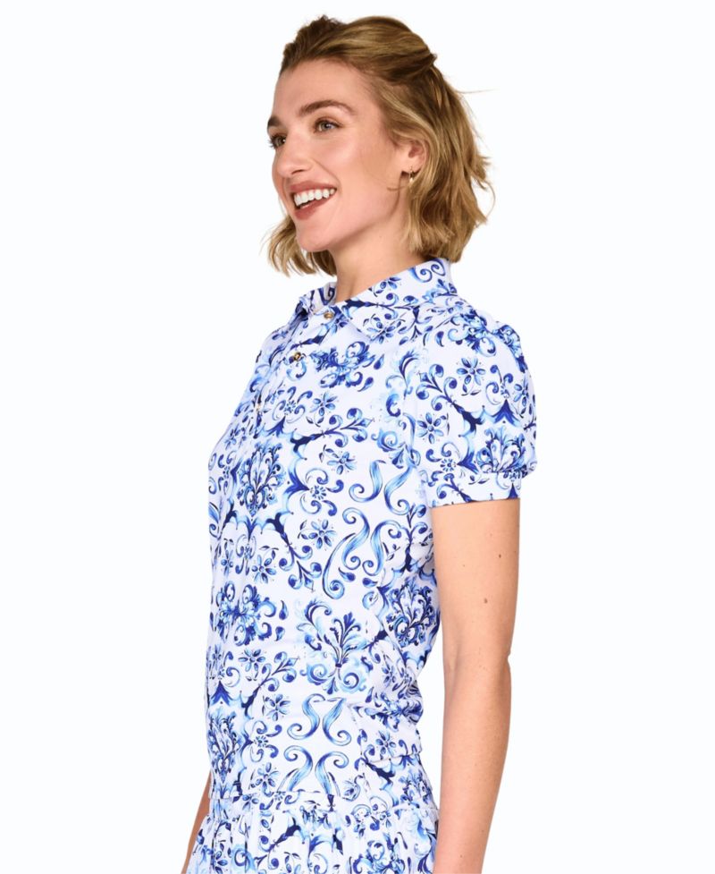 Women's Golf Hand-Painted Puffy Short-Sleeve Polo Shirt