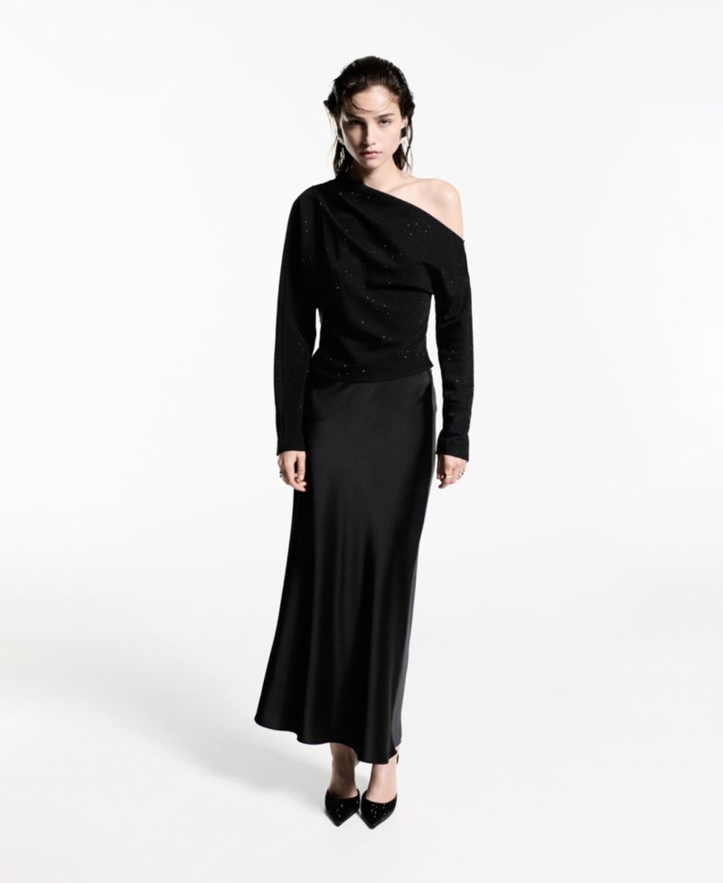 Women's Asymmetrical Sequined Blouse