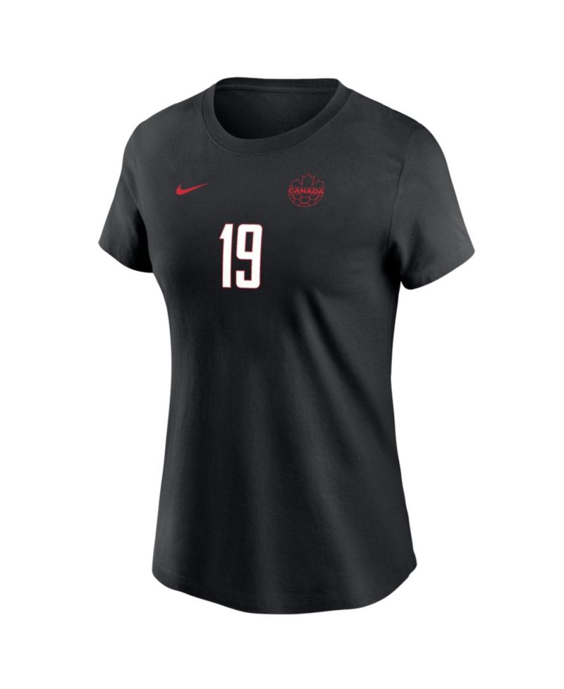 Women's Alphonso Davies Black Canada Soccer Away Name & Number T-Shirt