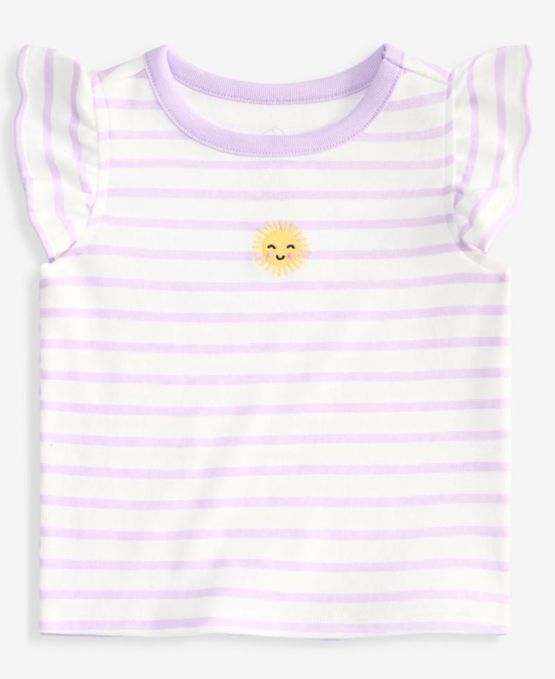 Baby Girls' 3M-24M Mix & Match Sunny Embroidery Flutter-Sleeve T-Shirt