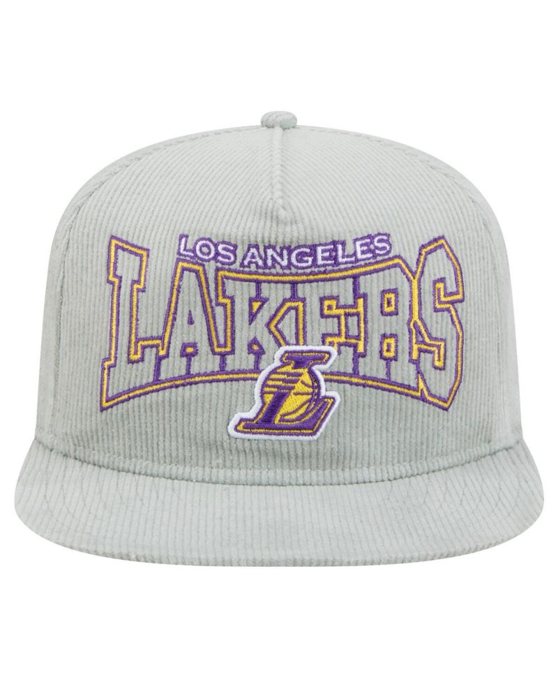 Men's Gray Los Angeles Lakers Throwback Corduroy Golfer Snapback Hat