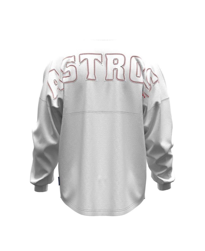 Women's White Houston Astros Baseball Stitch Spirit Jersey Long Sleeve T-Shirt