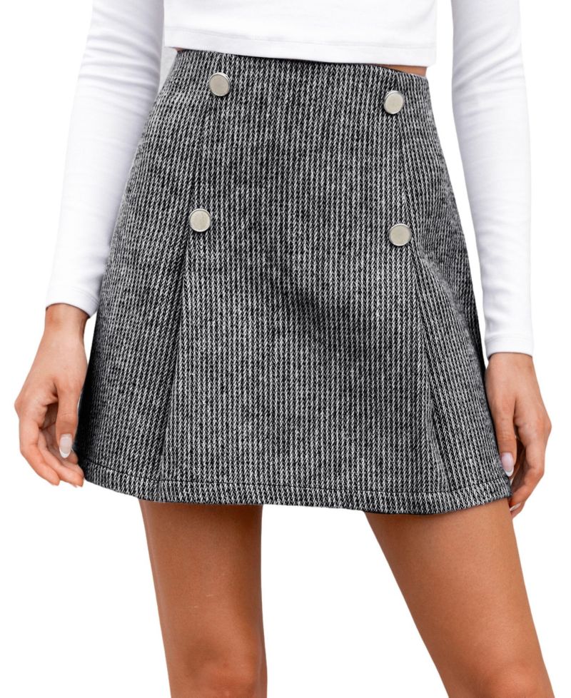 Women's Light Grey Pleated Mini Skirt