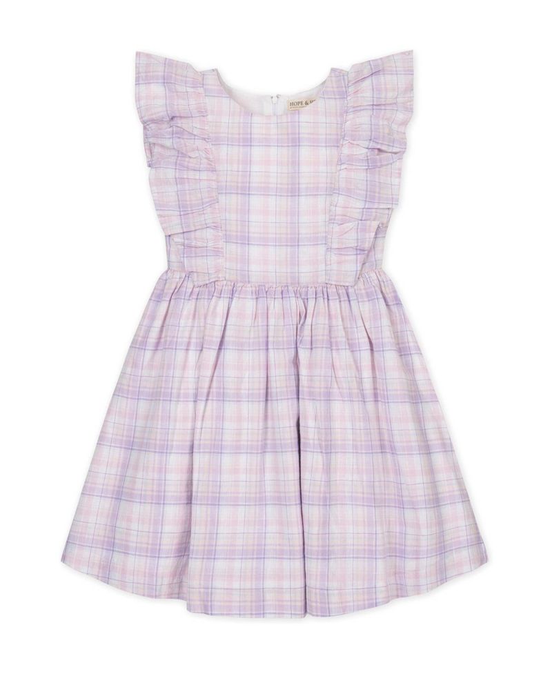 Big Girls Hope and Henry Linen Flutter Sleeve Pinafore Dress