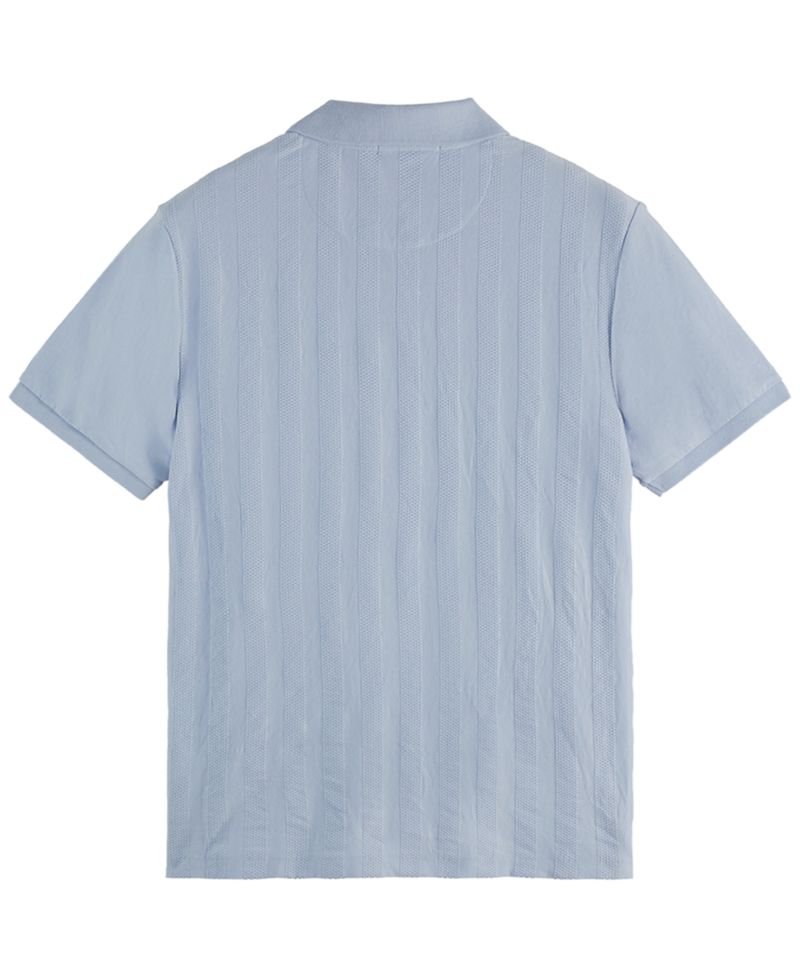 Men's Popcorn Textured Quarter-Zip Short-Sleeve Polo Shirt