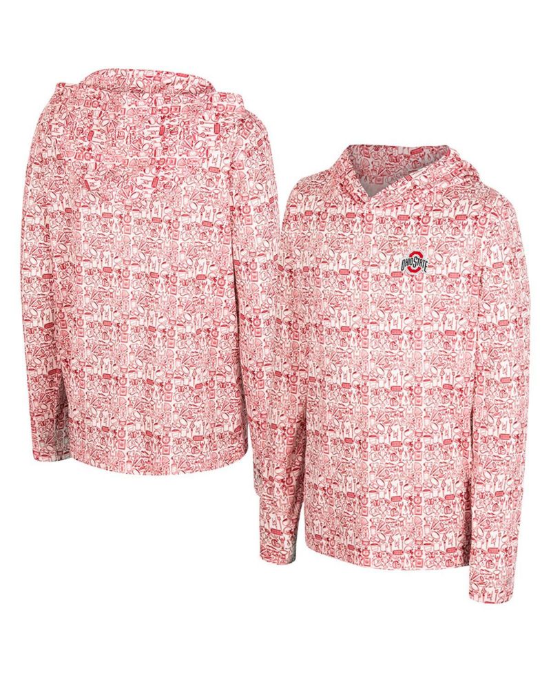 Big Boys and Girls Scarlet Ohio State Buckeyes All-Over Print Hoodie