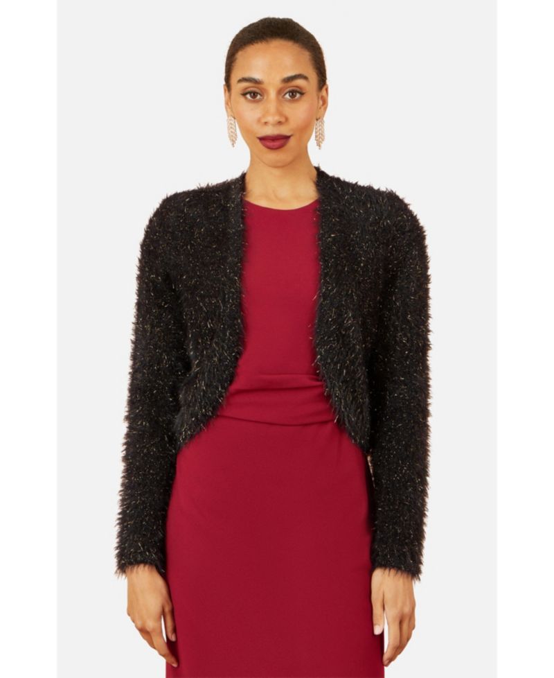 Women's Metallic Fluffy Eyelash Bolero