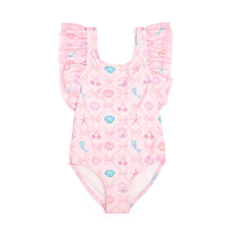 Little Girls Mermaid Trellis Bathing Suit