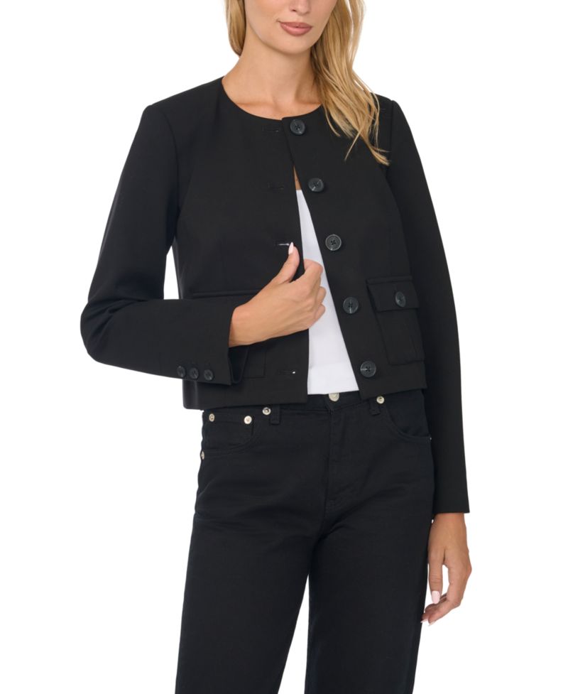Women's Lady Long-Sleeve Cropped Patch-Pocket Jacket