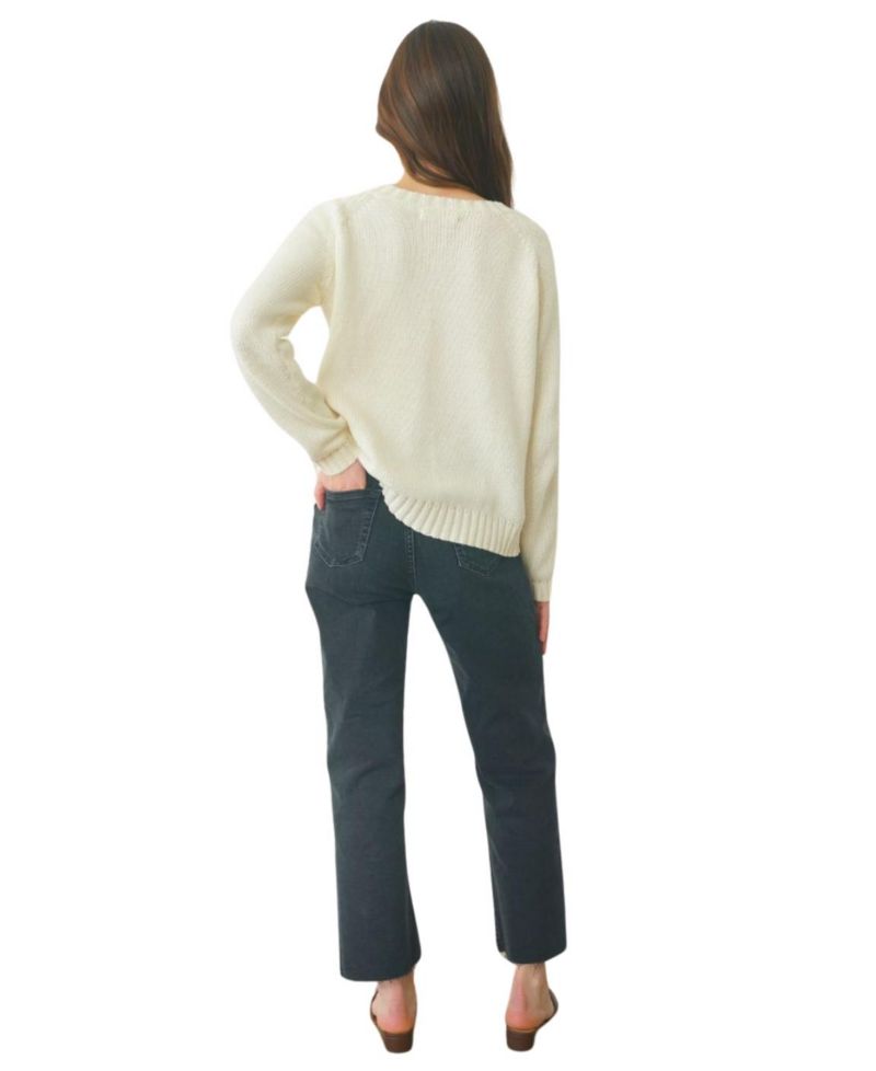 Women's Cotton Sloane Crewneck Pullover Sweater in Oat