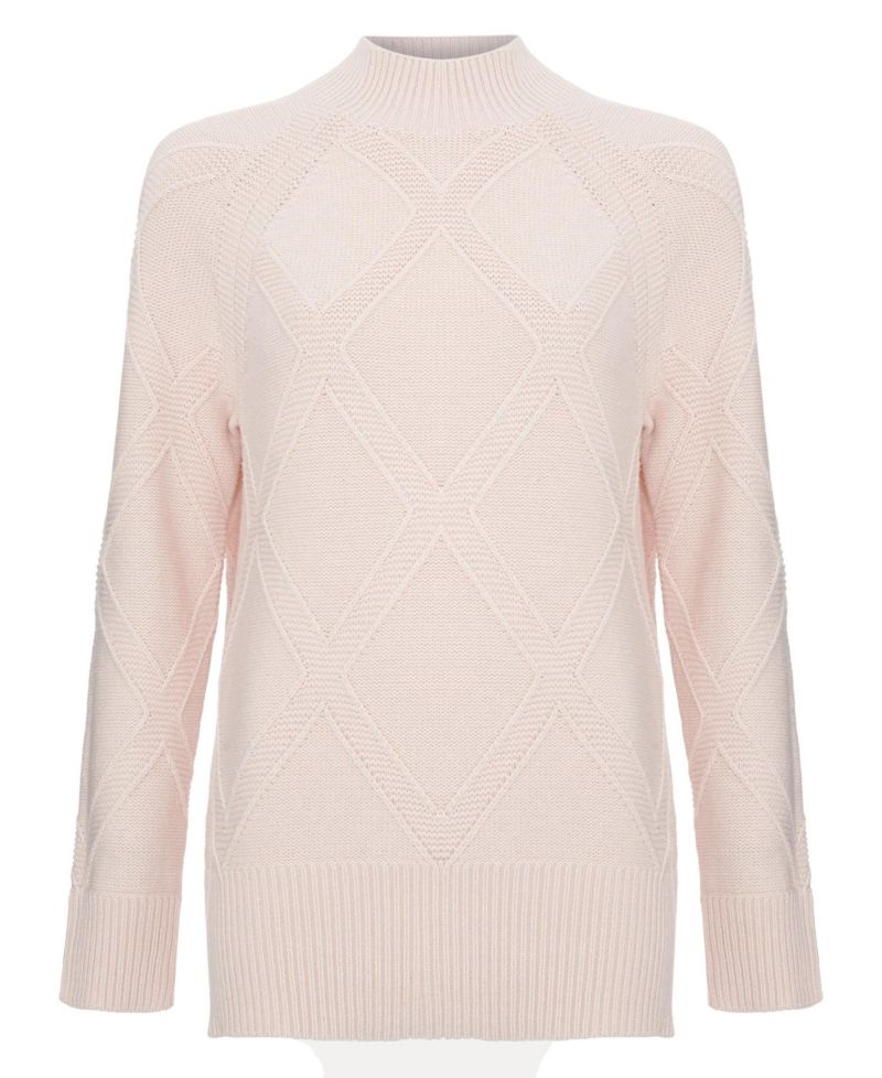 Women's Tara Mock-Neck Diamond Cable Knit Jumper