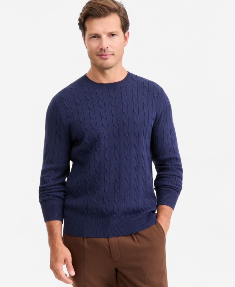 Men's Cable-Knit Crewneck Sweater, Macy's Exclusive