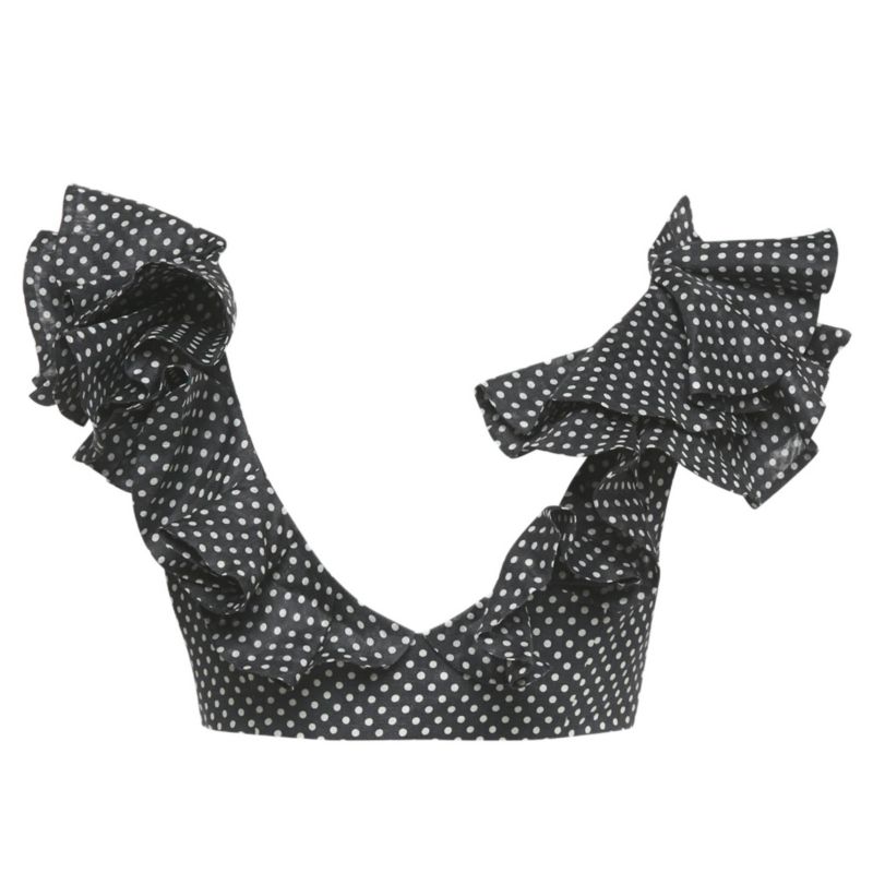 Women's Polka Dots Linen Painted Heart Cascade Top