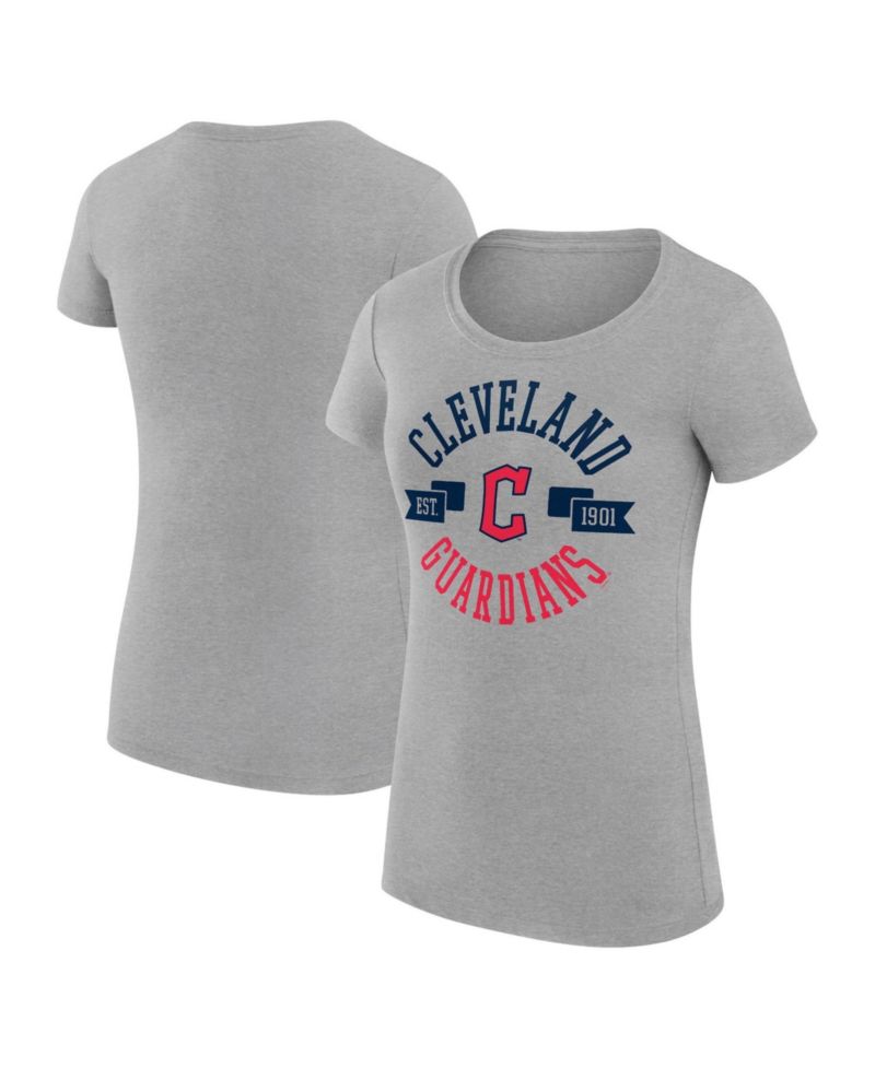 Women's Heather Gray Cleveland Guardians Super-Slim Fit Lightweight City Graphic T-Shirt