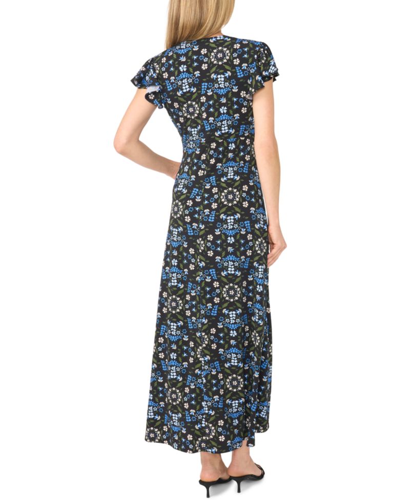 Women's Surplice Empire Waist Floral-Print Dress