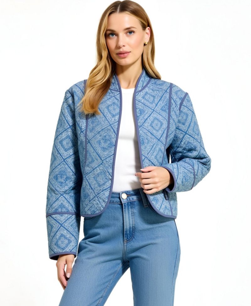 Women's Diamond Quilted Open-Front Jacket