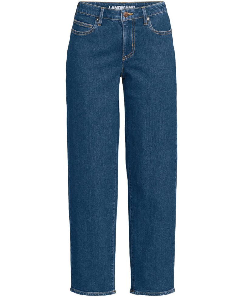 Petite Soft Denim Mid Rise Relaxed Straight Crop Jeans