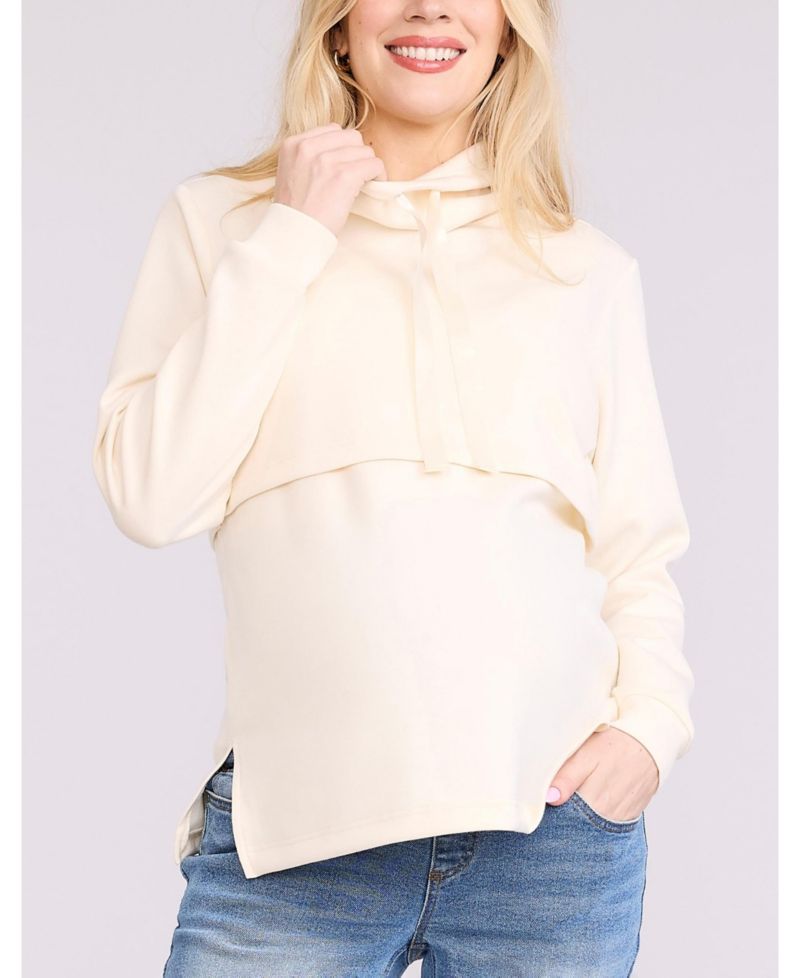 Women's Funnel Neck Pullover Nursing Sweatshirt - Motherhood Maternity