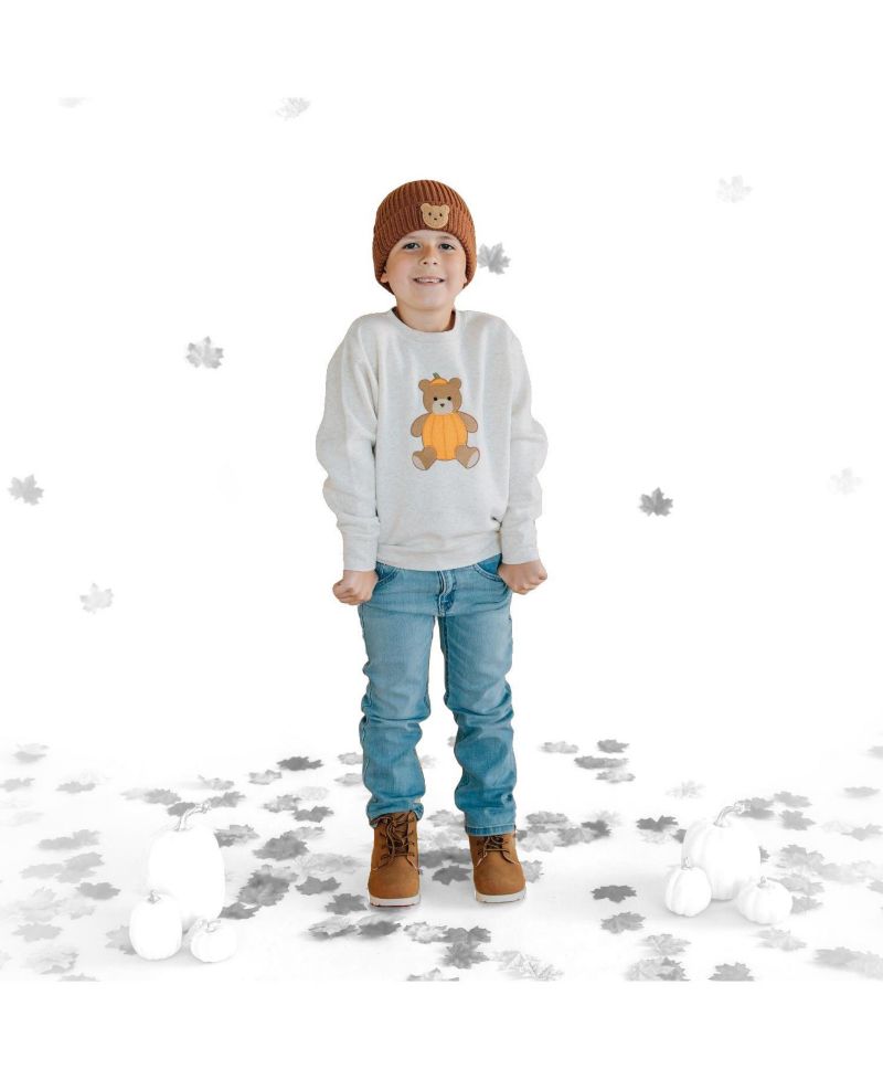 Big Boys Pumpkin Teddy Bear Patch Sweatshirt