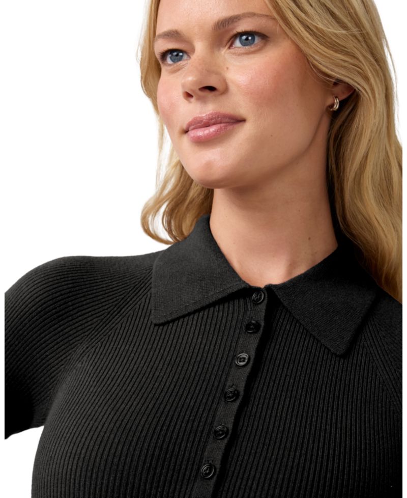 Maternity Ribbed Polo Nursing Midi Dress