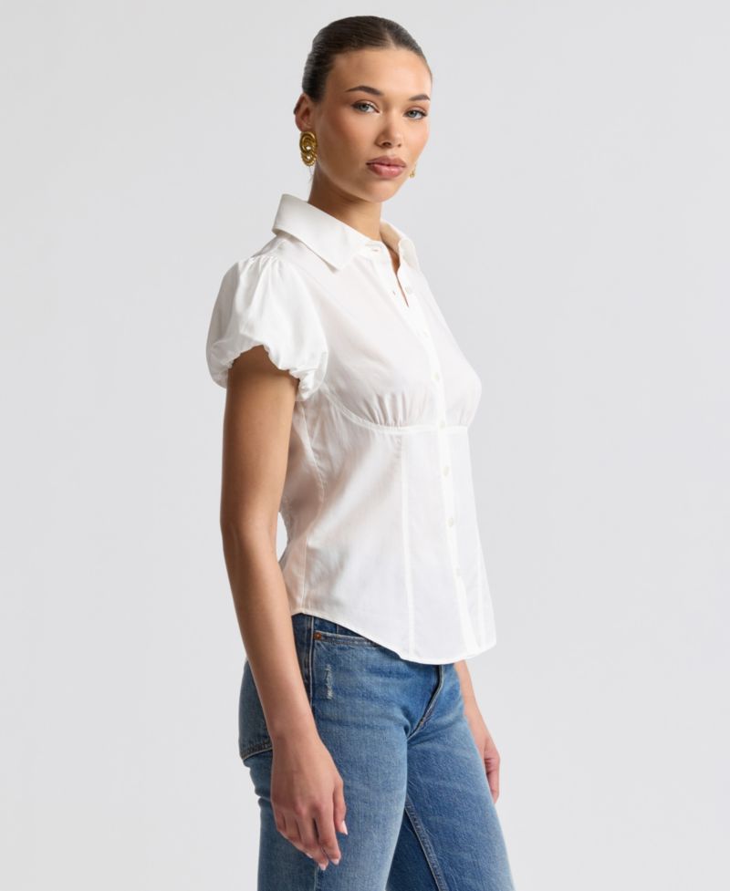 Women's Fitted Puff-Sleeve Top