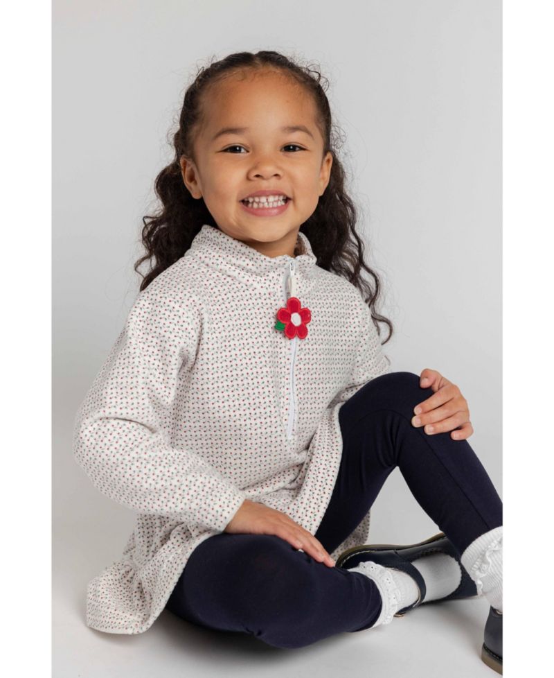 Girls' 4-16 Half-Zip Velour Printed Sweatshirt