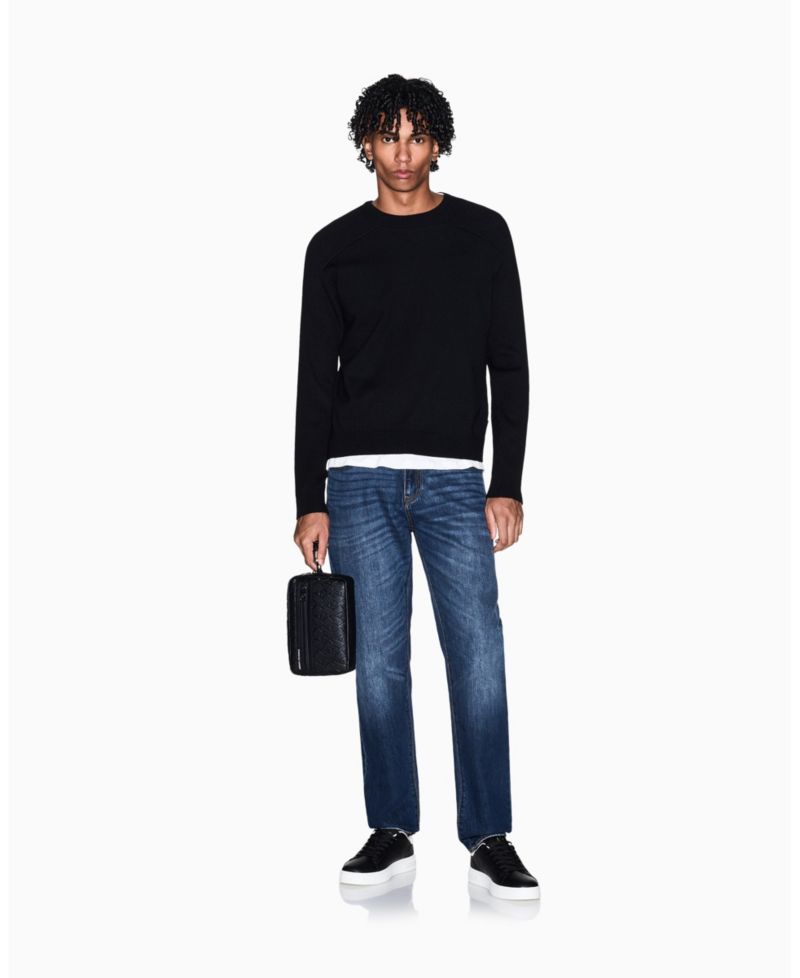 Men's Wool Cotton Blend Crew Neck Sweater