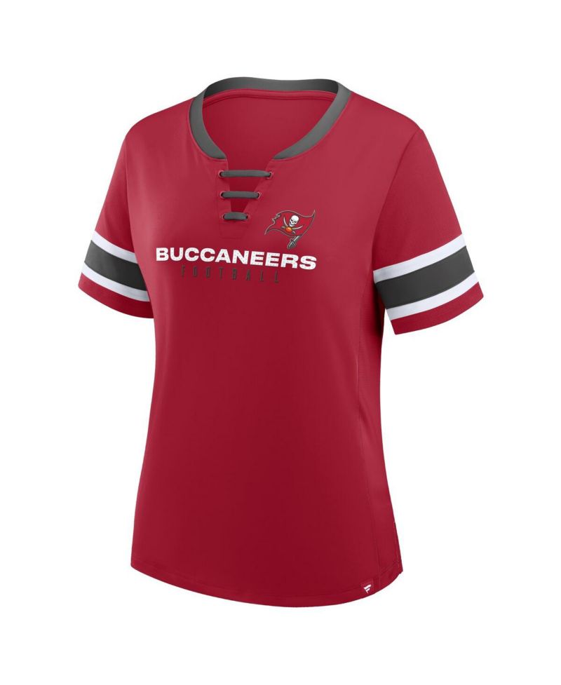 Women's Red Tampa Bay Buccaneers Redzone Draw Play Athena Lace-Up T-Shirt