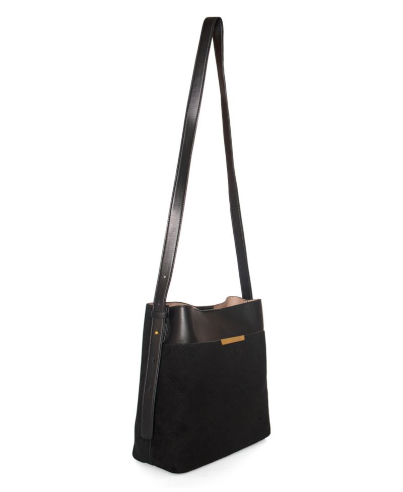 Midnight Quilted Suede Small Tote Bag