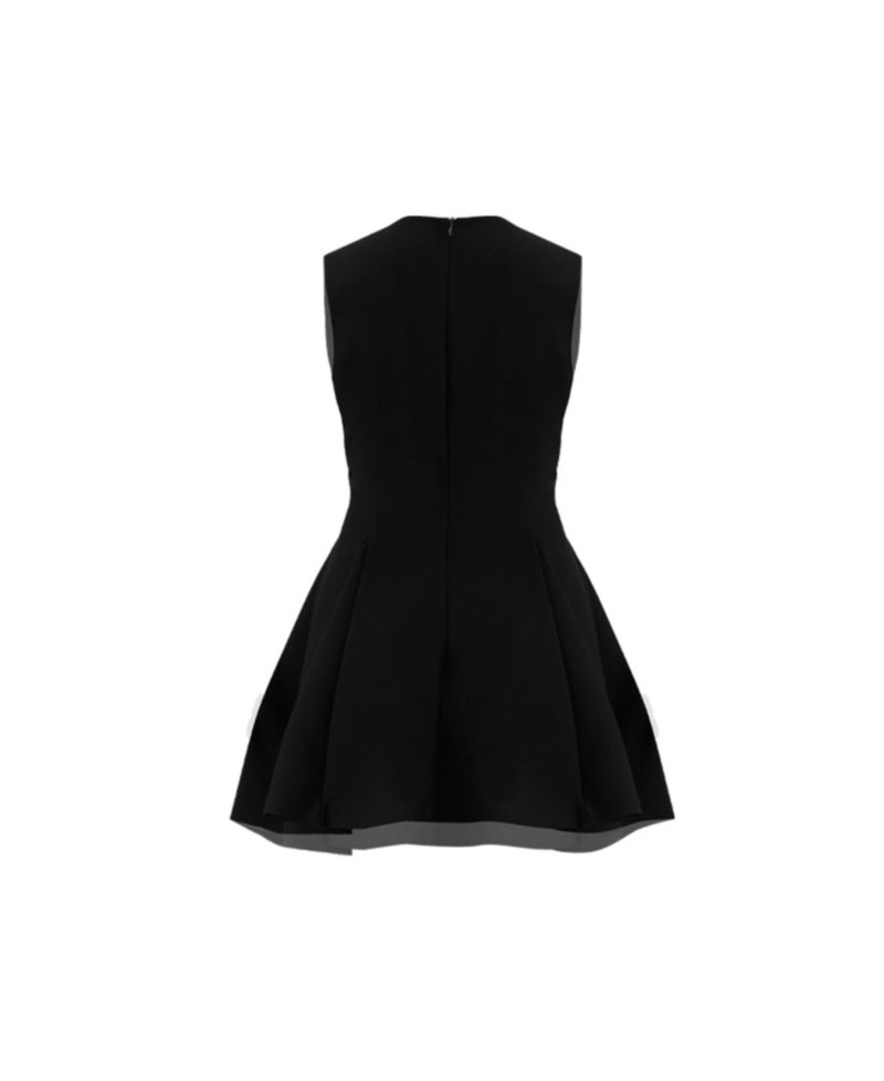 Women's Sleeveless Black Six Button Mini Dress
