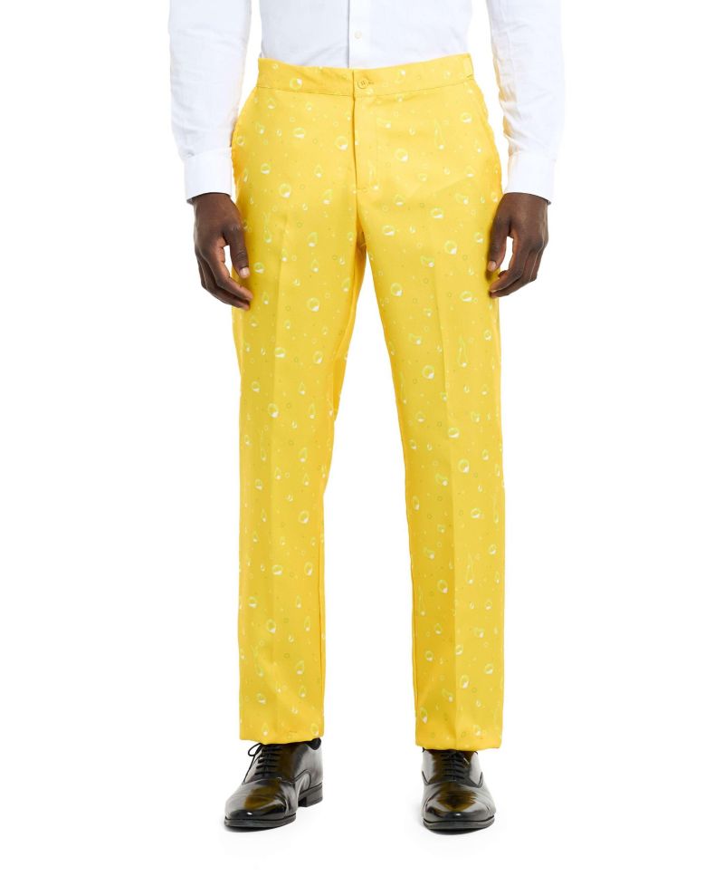 Men's Beer Suit - With Bottle Opener Tie Slim Fit - Yellow