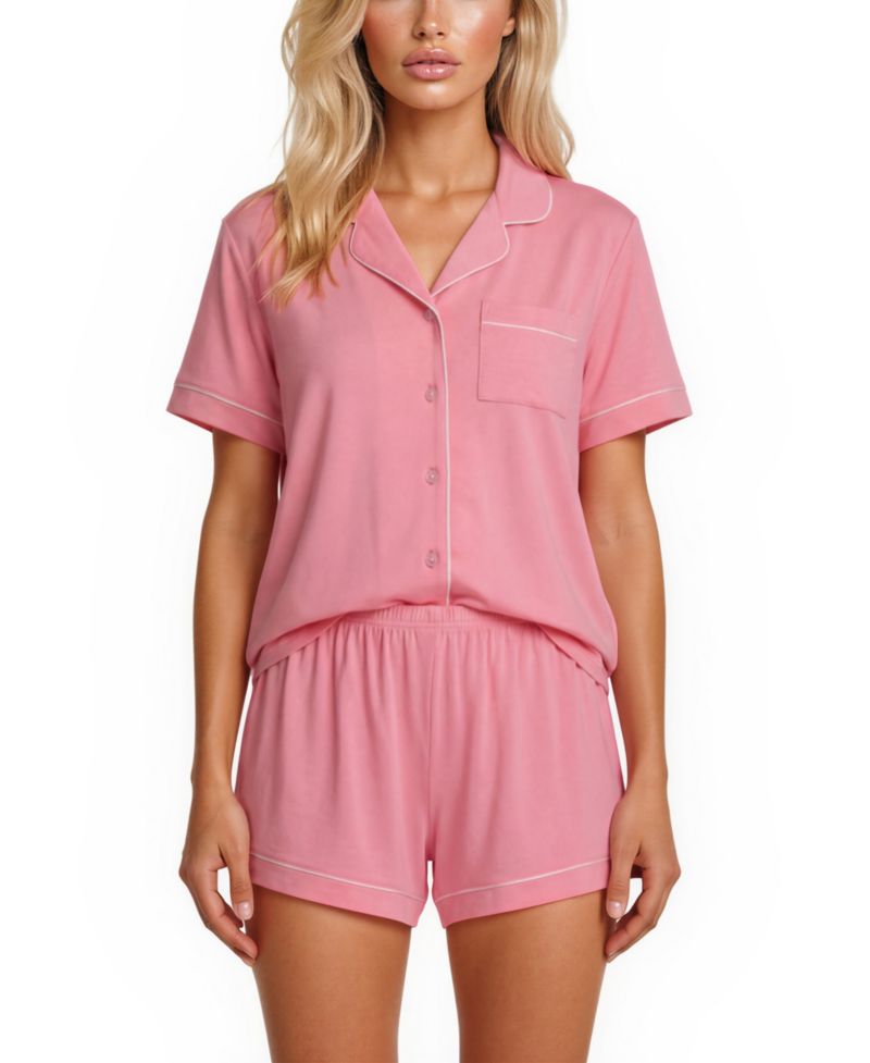 Women's Annie Button-Down Shorty Notch Pajama Set, 2-Piece