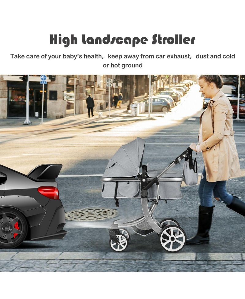 Folding Aluminum Infant Reversible Stroller with Diaper Bag