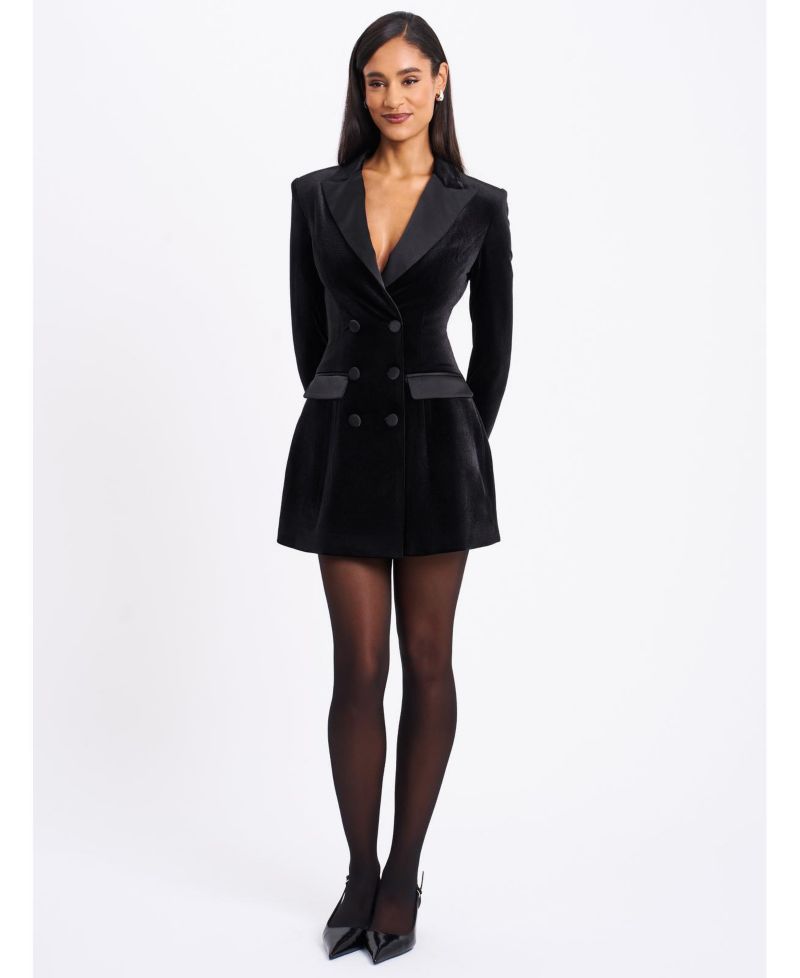 Women's Calista Black Velvet Blazer Mini Dress