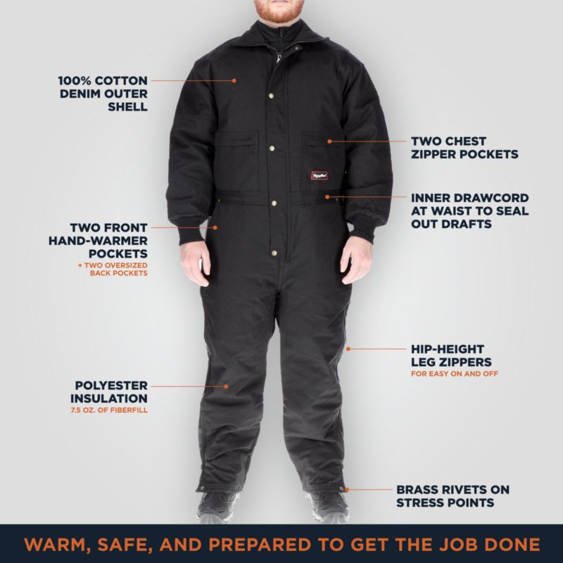 Men's ComfortGuard Coveralls - -10degree(s)F Comfort, Insulated, Water-Repellent, Durable, Full-Body Workwear for Cold Weather Protection