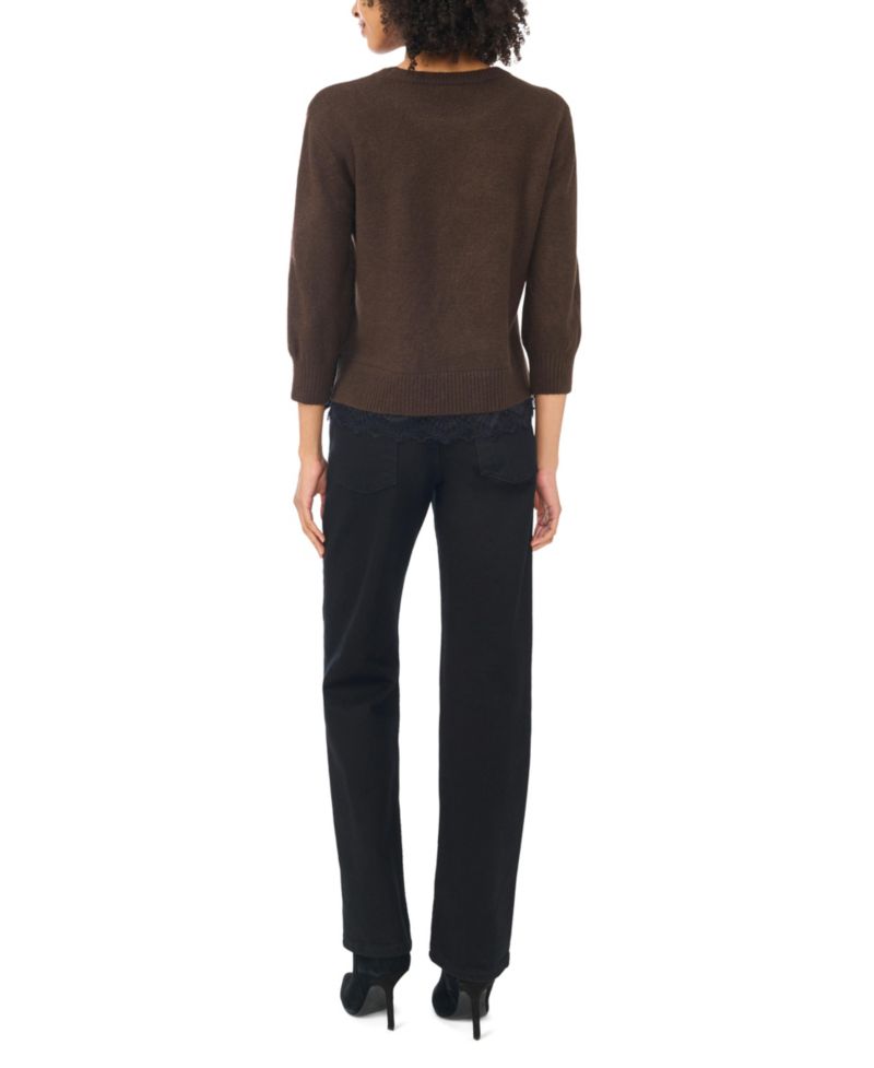 Women's Chenille Embroidery 3/4-Length Sleeve Sweater