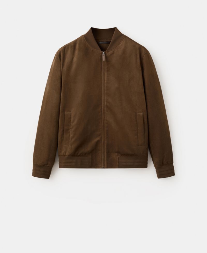 Men's Suede-Effect Bomber Jacket