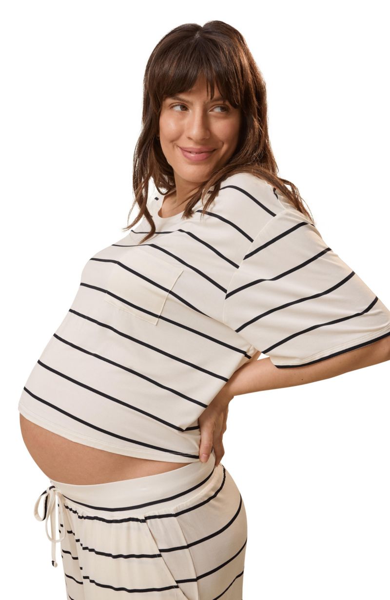 Maternity Aria Casual Short Sleeve Cropped Top Limited Edition Color