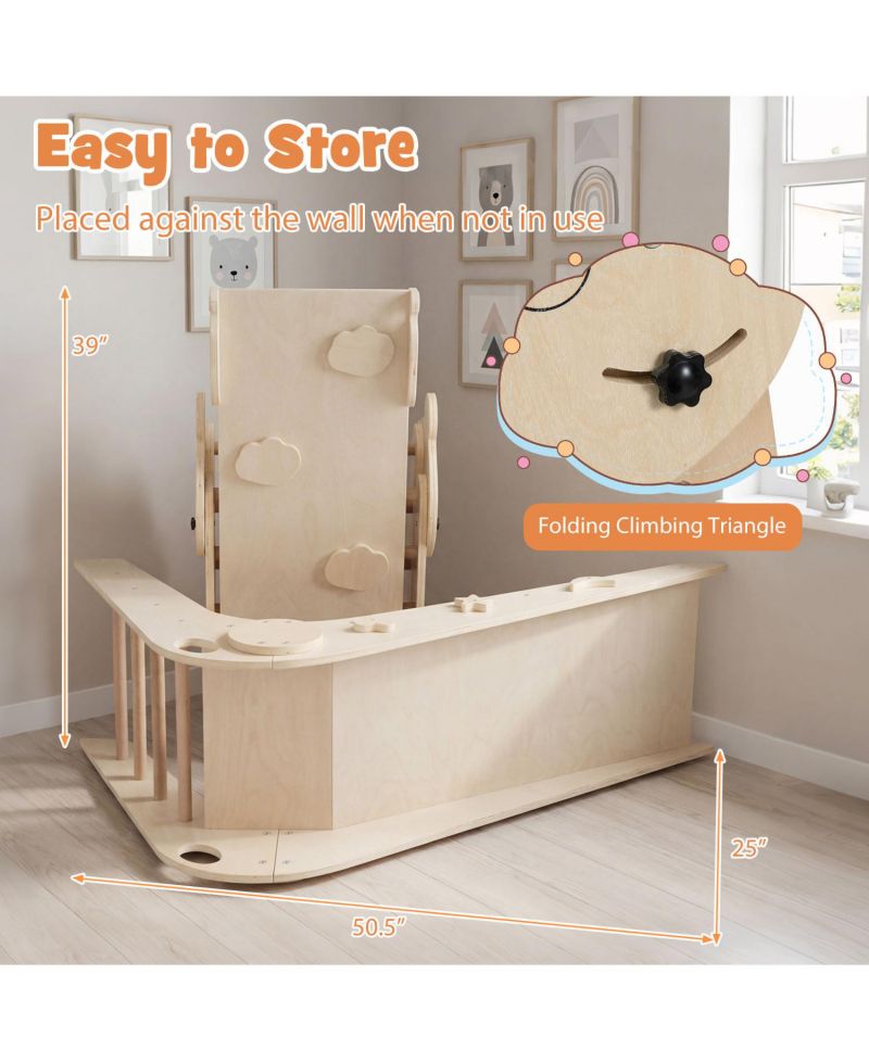 Foldable Wooden Climbing Toys Set with Panda Theme for Toddlers