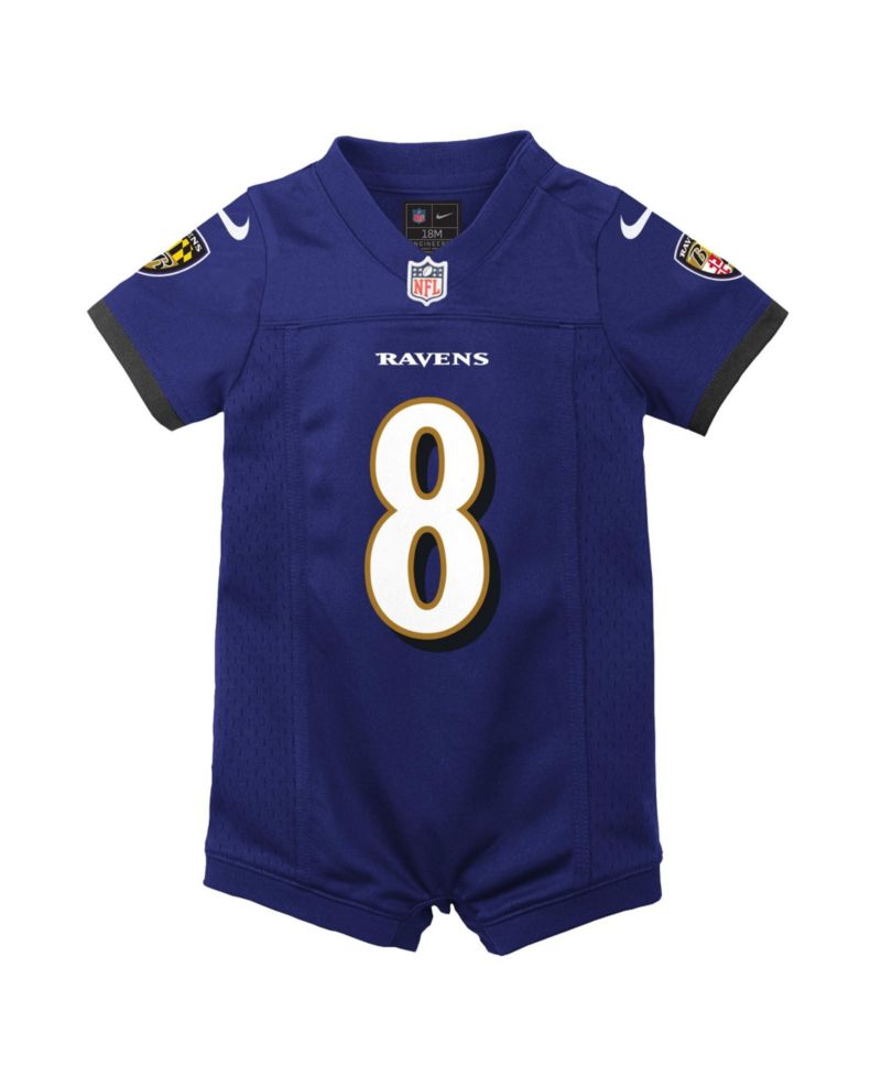 Baby Boys and Girls Lamar Jackson Purple Baltimore Ravens Romper Game Jersey