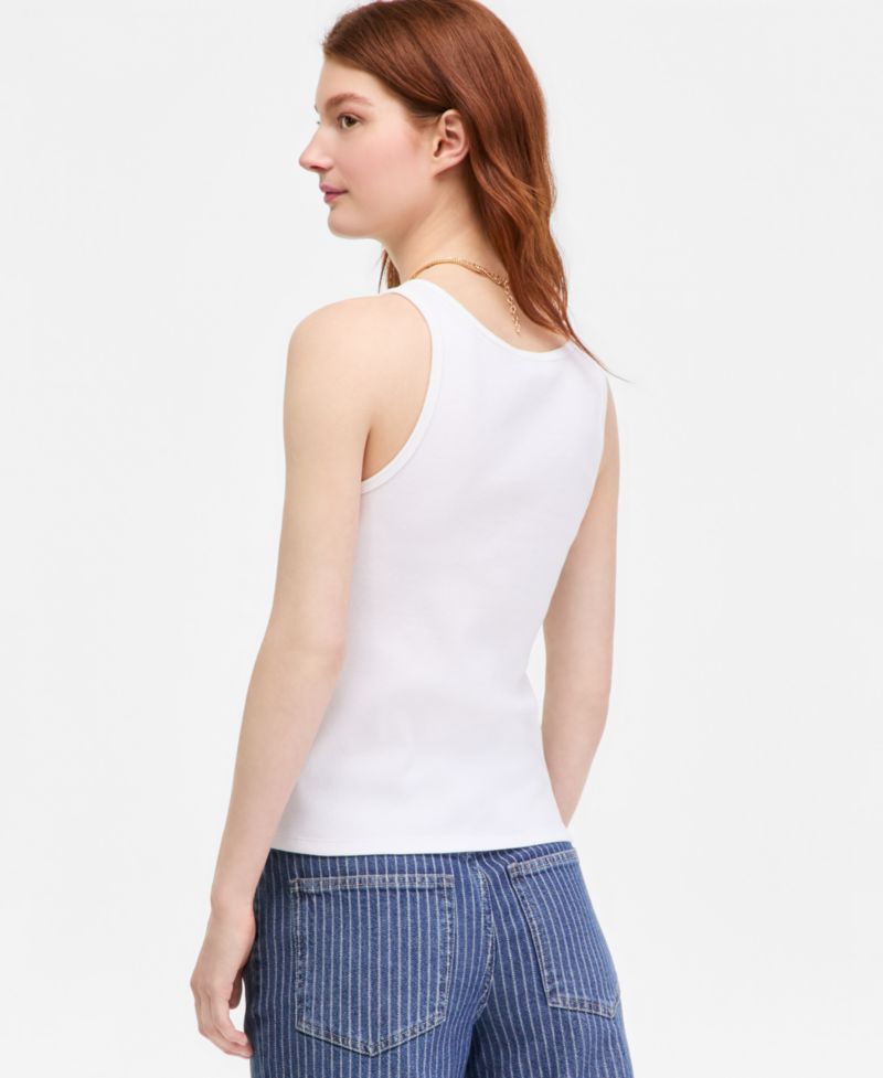 Women's Scoop-Neck Henley Tank Top