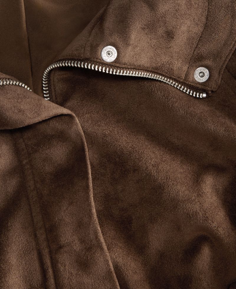 Women's Faux-Suede High Collar Utility Jacket