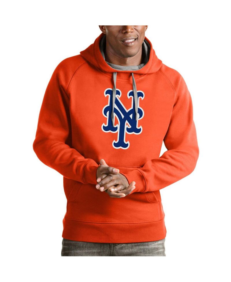 Men's Orange New York Mets Victory Pullover Team Logo Hoodie