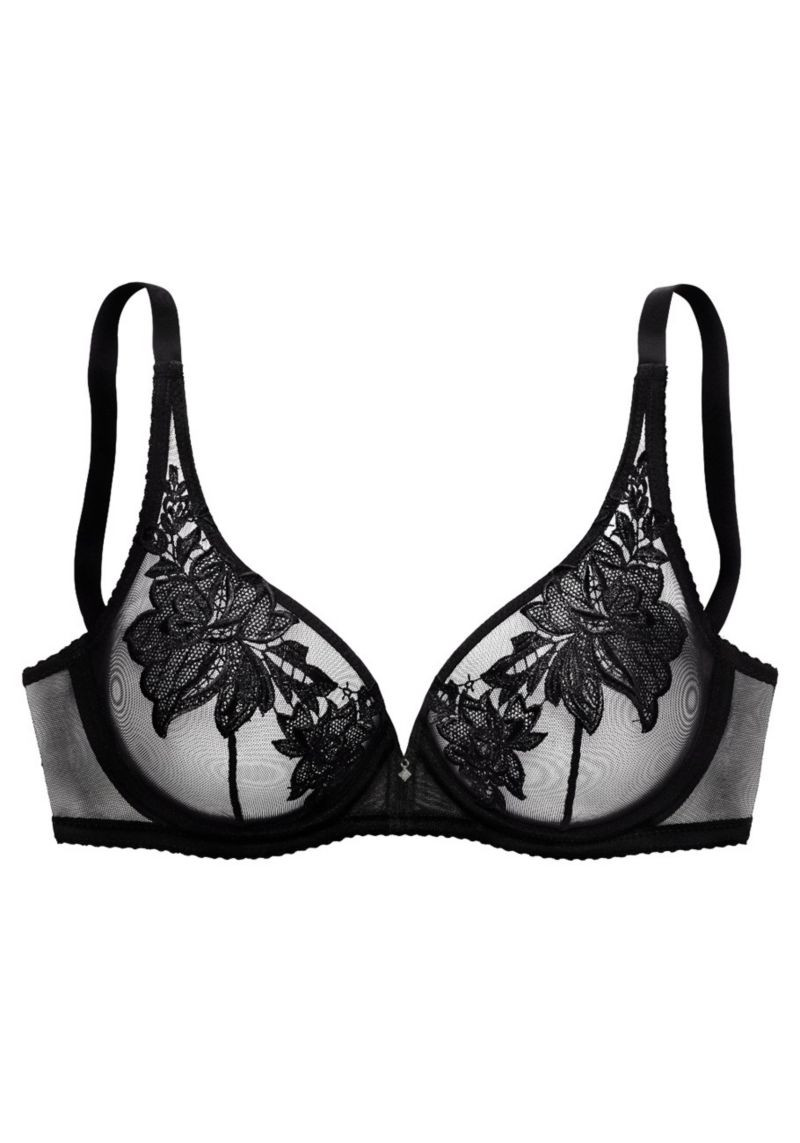 Women's Floral Print Sheer Everyday Comfort Non-Padded Underwire Bra