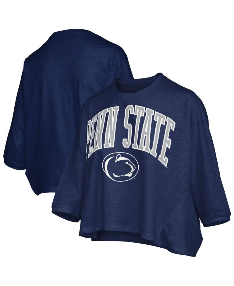 Women's Navy Penn State Nittany Lions Midi Arch Over Logo Oversized T-Shirt