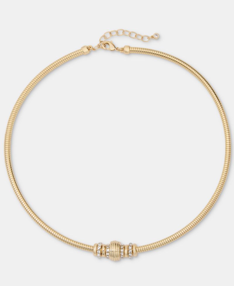 Pav&eacute; Crystal Rondelle Beaded Collar Necklace, 16" + 3" extender