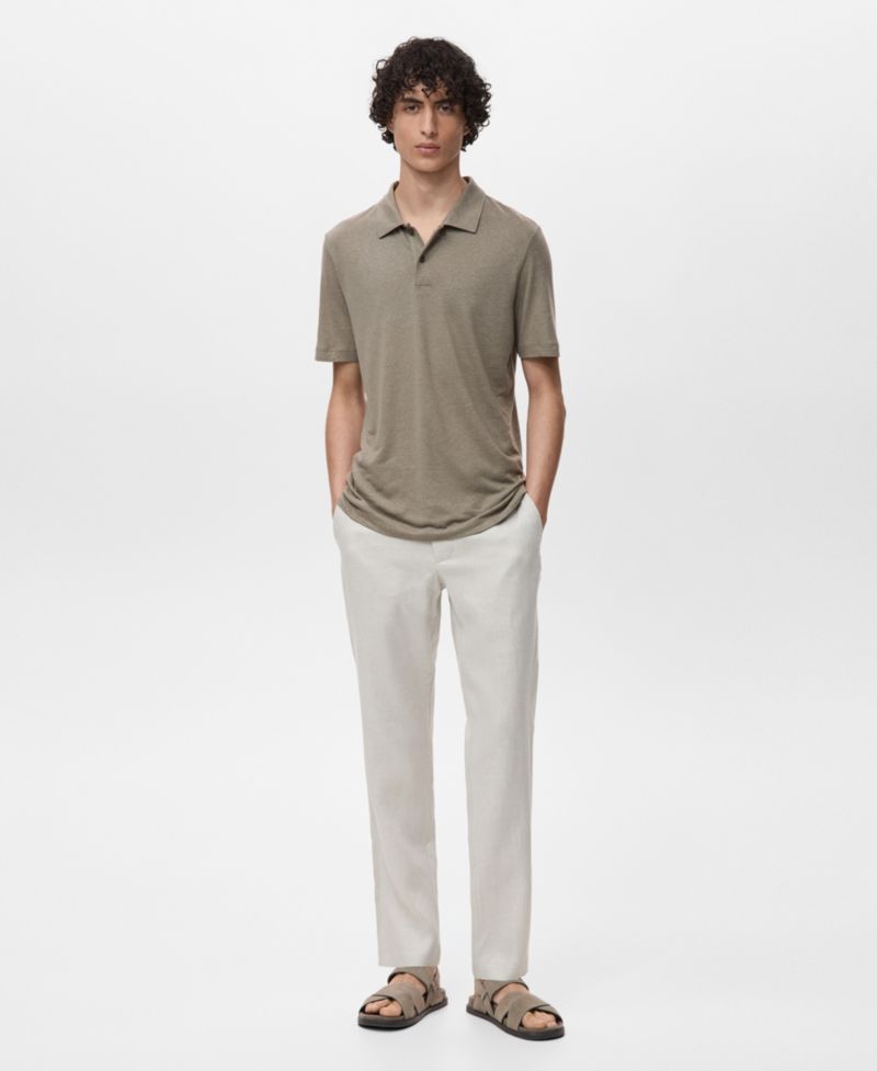 Men's Linen Blend Slim Fit Polo Shirt