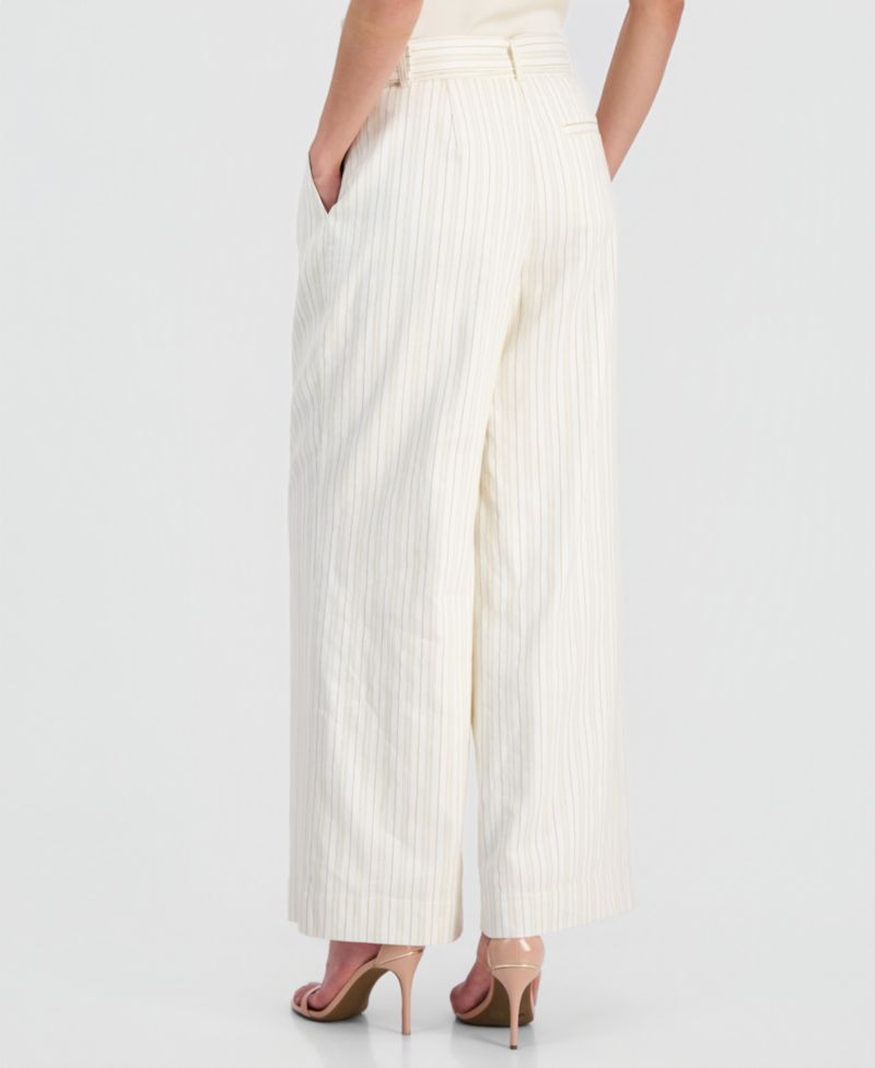 Women's High-Rise Belted Wide-Leg Pants